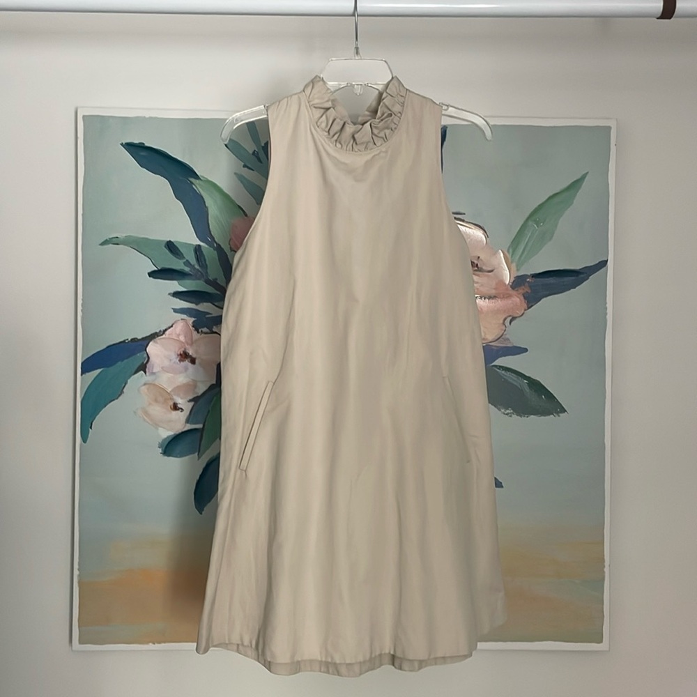 Tyler Boe classic Stella dress in khaki cotton poplin